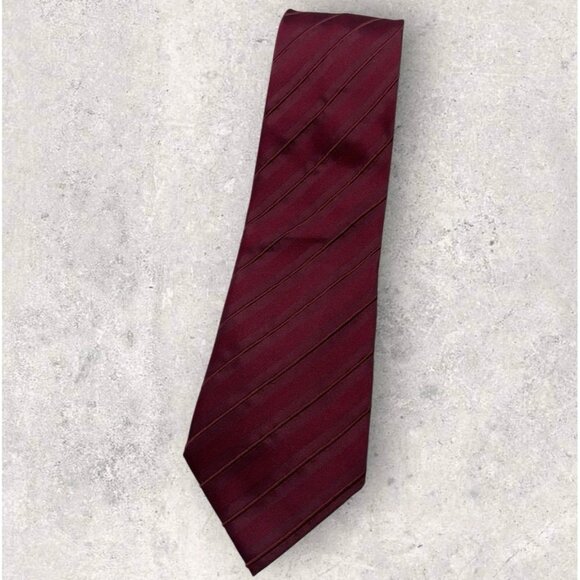 CANALI Silk Tie ITALY XL Burgundy Striped W:3.7" EUC - Picture 1 of 5